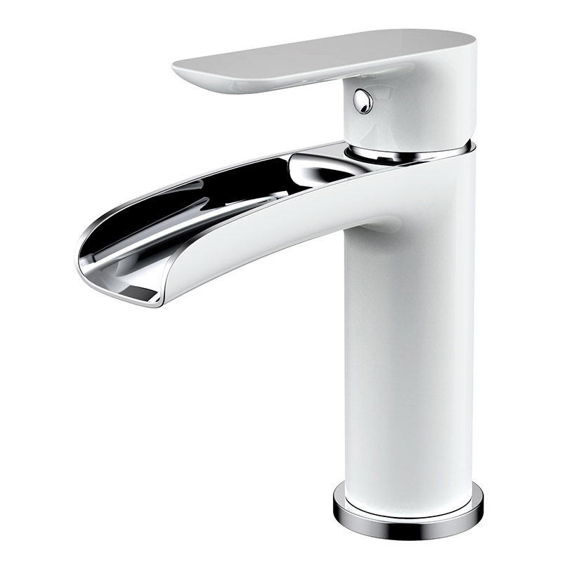 Rubinetto del bacino del bagno della cascata White Chrome Finish