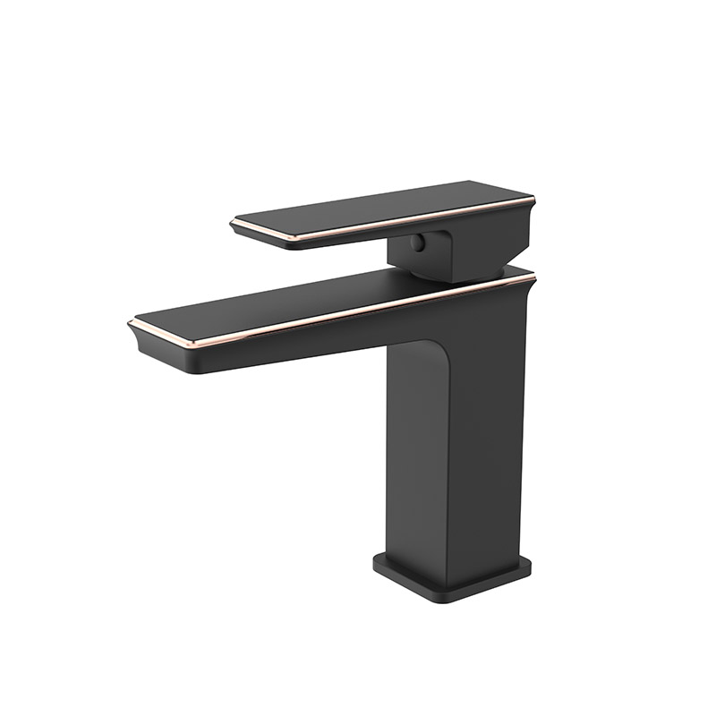 Bathroom Matte Black Square Short Basin Faucet