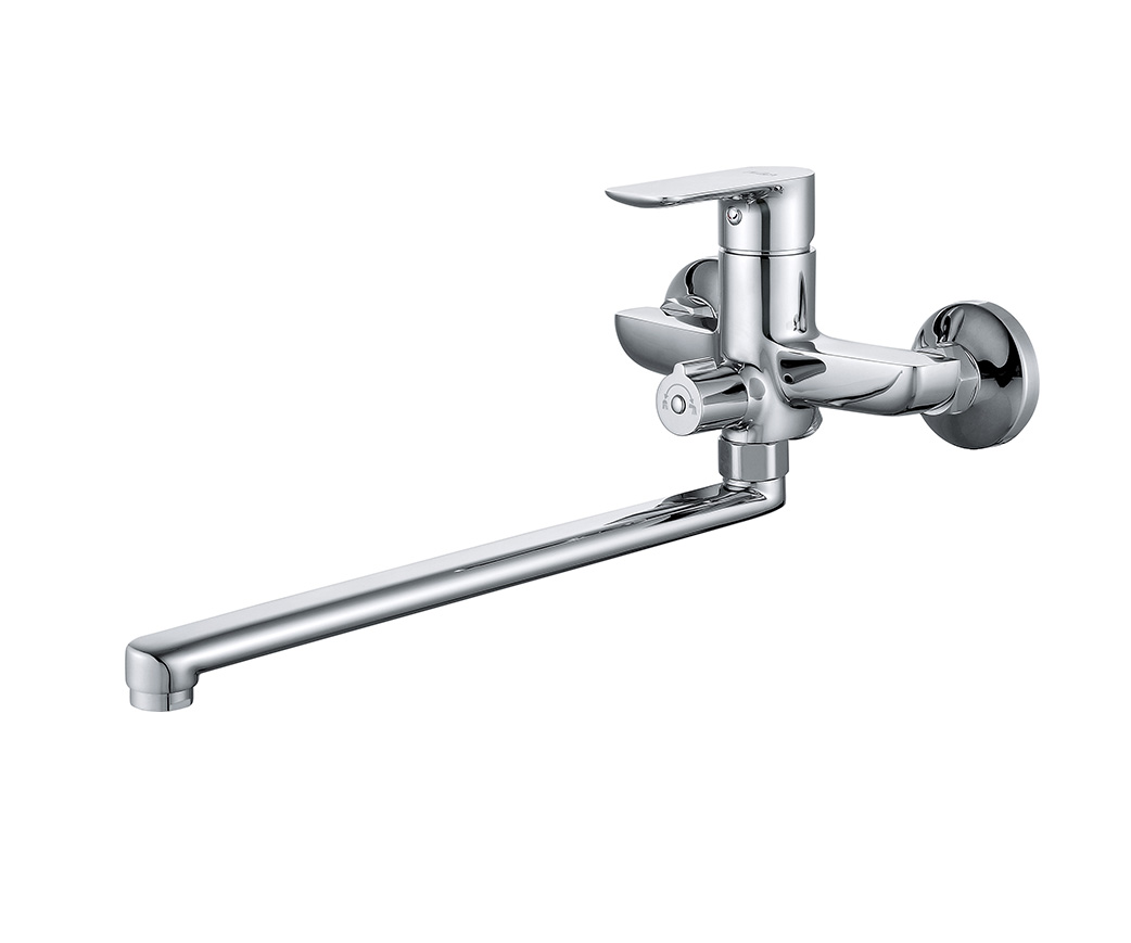 Chrome Kitchen Faucet Brass Long Swivel Spout Single Lever 