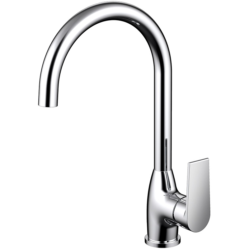 Silver Goose Neck High Quality Brass Kitchen Mixer Tap