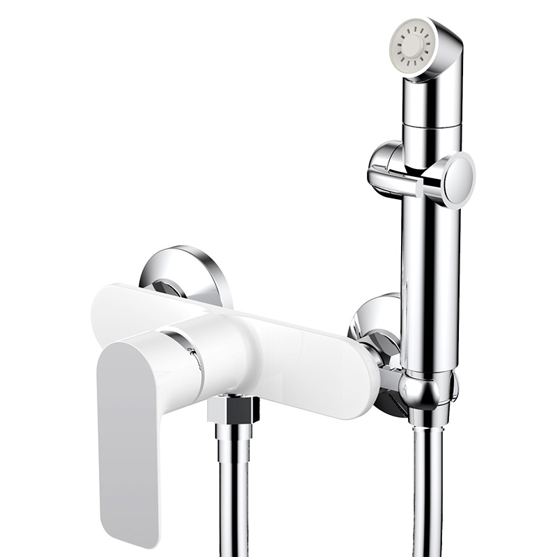 White Modern Bathtub Shower Faucet With Sprayer Gun