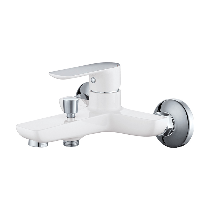 White Bathroom Wall Shower Two-Way Tap Faucet