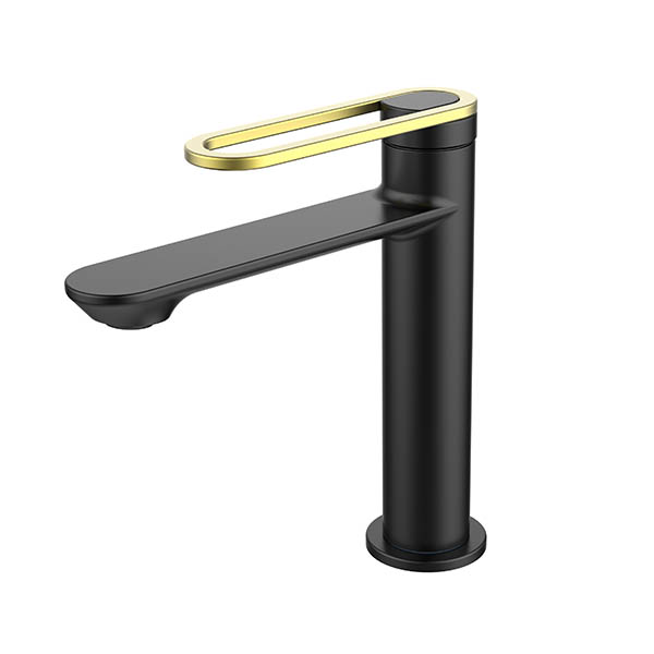 Black Bathroom Faucet With Hollow Out Handle